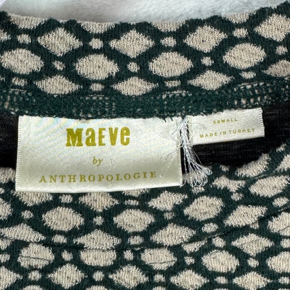 Maeve by Anthropologie Mock Neck Long Sleeve Geometric Print Top XS - Picture 4 of 9